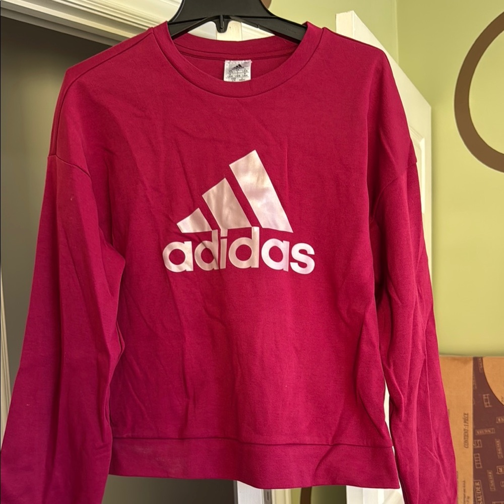 Adidas Magenta Crewneck with White Logo